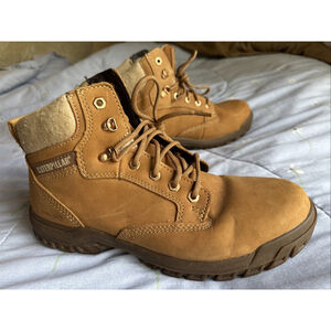 CATerpillar P91009 Tess Woman Size 9W Wide Steel Toe Slip-Resist Work Boots Brn